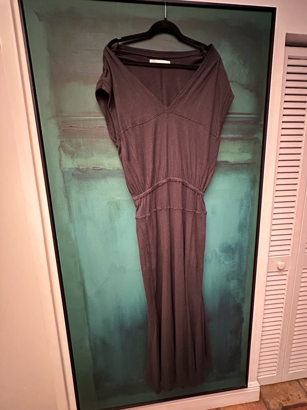 Free People Charcoal Gray V-Neck Swim Coverup Maxi